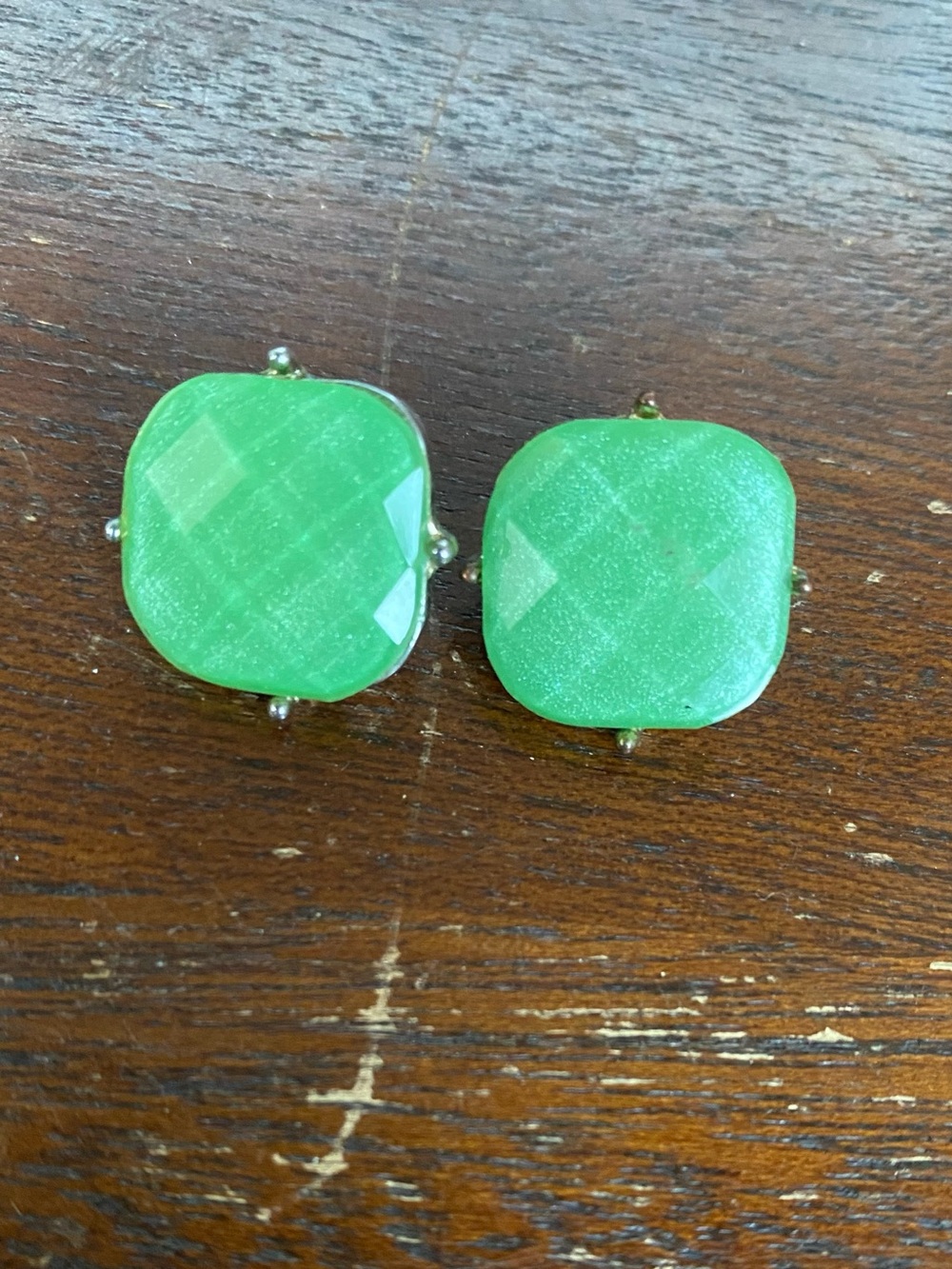Green Faceted Stone Earrings